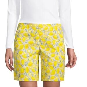 Lands' End Yellow Lemon Print Pull-On Chino Shorts women’s plus size 18W